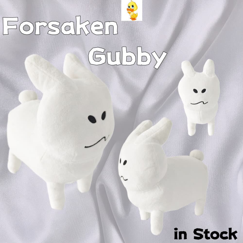 Mais em estoque: Brinquedo de pelúcia Roblox Forsaken Gubby, uma almofada de dormir em forma de gato-coelho branco.   K0