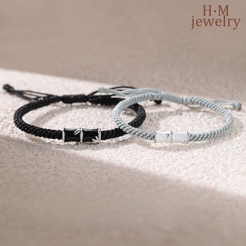 Pulseira De Casal De Bambu Para Homens E Mulheres , Presente De Dia Dos Namorados , Criativa Elegante Com Contas Ajustáv