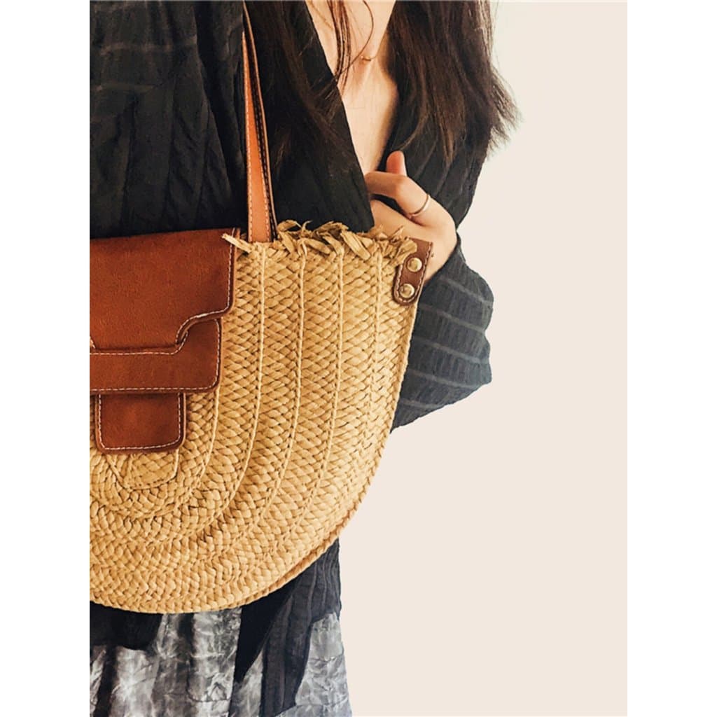 bolsa femenina bolsa transversal feminino Bolsa de palha retrô francesa semicírculo axila pedido bolsa mensageiro de omb