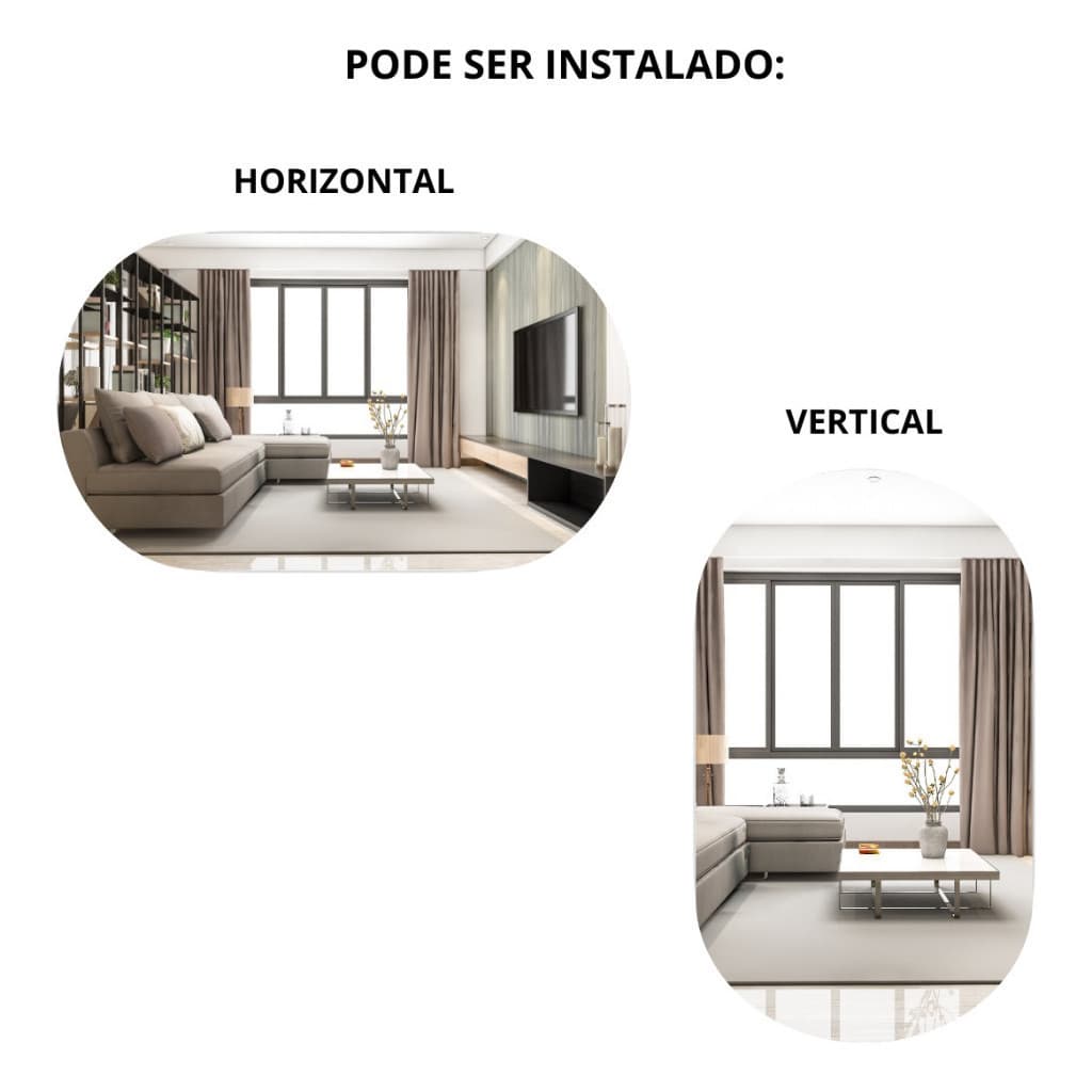 Espelho Oval LED Parede 80x50 Luz Quente Fria Banheiro Decoracao Touch Moderno