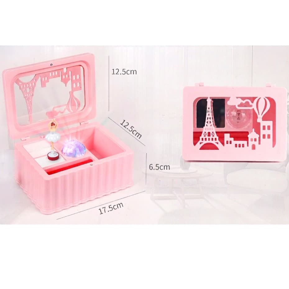 Caixinha de Música DANTAS Porta Joias Bailarina Dançarina com Luz Musical Presente Menina Decoração Vintage LED