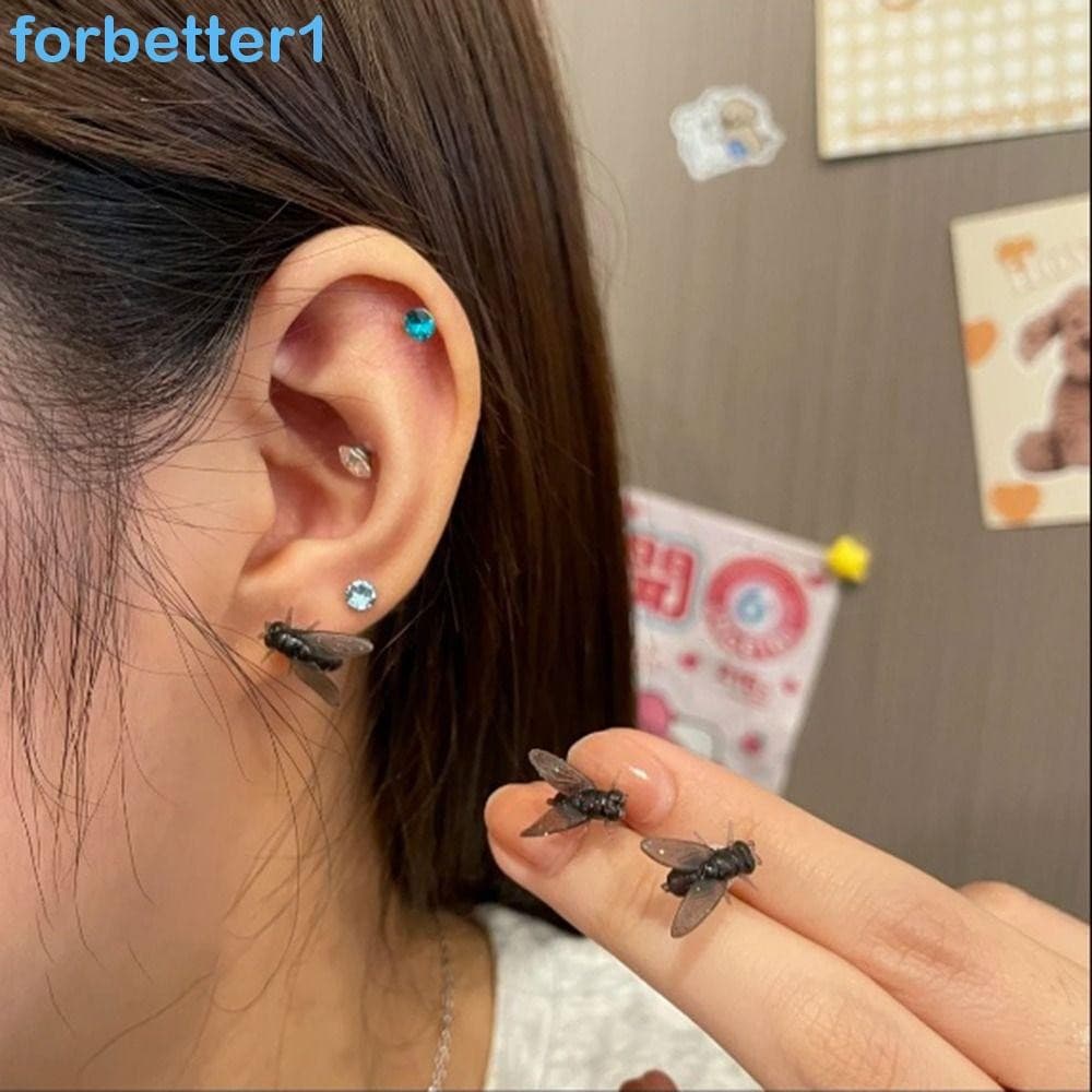 Brincos De Moscas FORBETTER , Mini Criativos E Engraçados Para Mosca , Pequenos De Insetos Pretos De Personalidade
