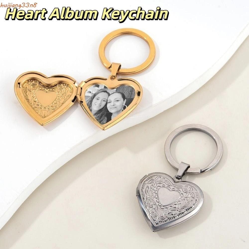 HUIJIANG 2 Unidades De Álbum De Coração DIY Chaveiro , Bolsa Pendurada Amuletos Pingente De Foto , Enfeites