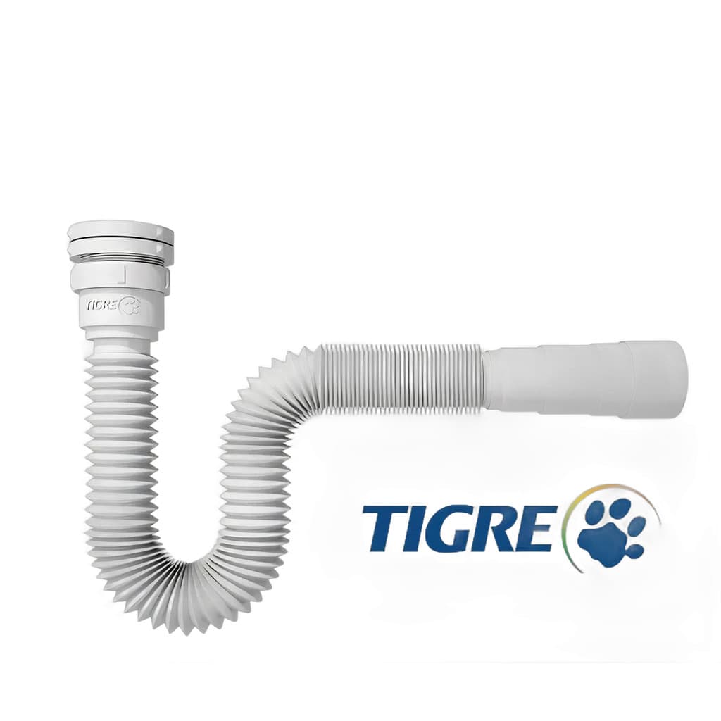 Sifão sanfonado ajustavel multiuso Universal Para Pias Lavatórios Cubas Tanques 66cm branco Tigre