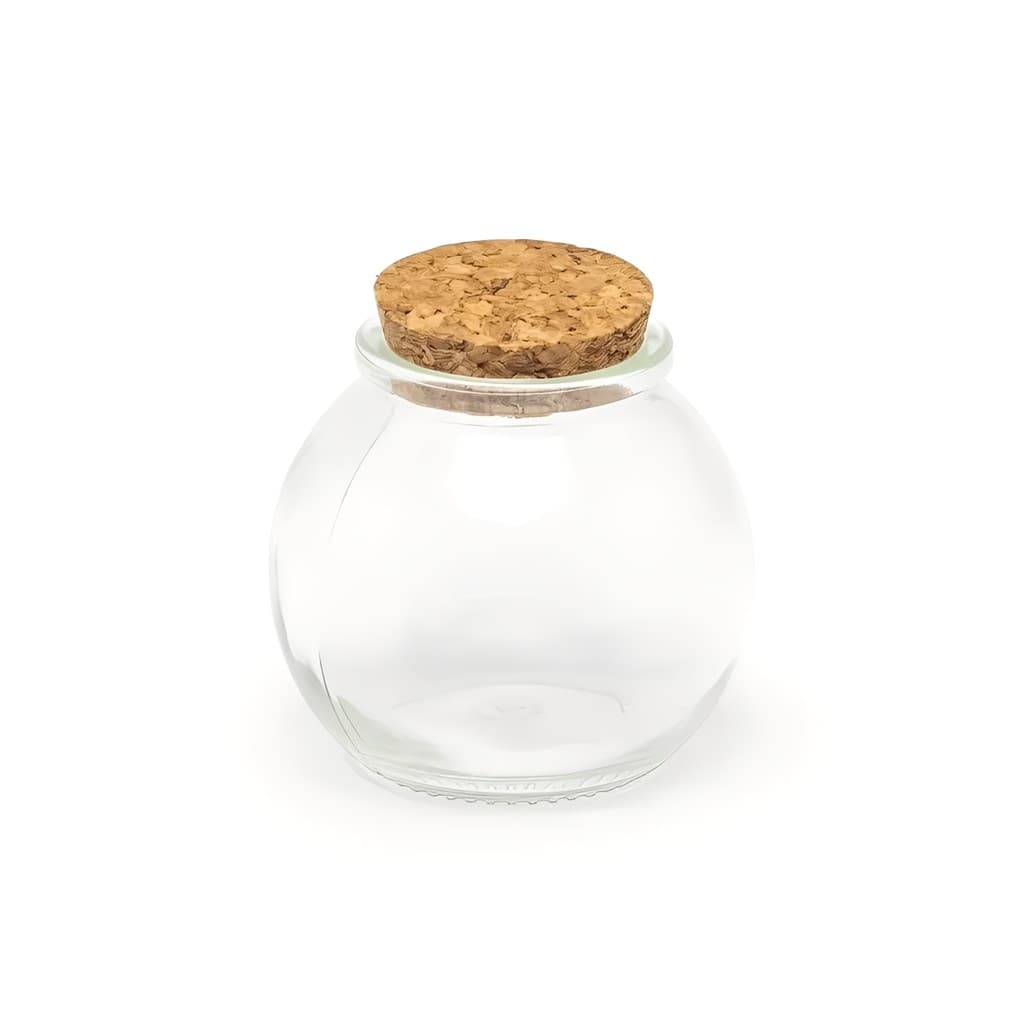 Kit 10 Potes de Vidro Bola 100ml com Rolha para Sais E Temperos Velas