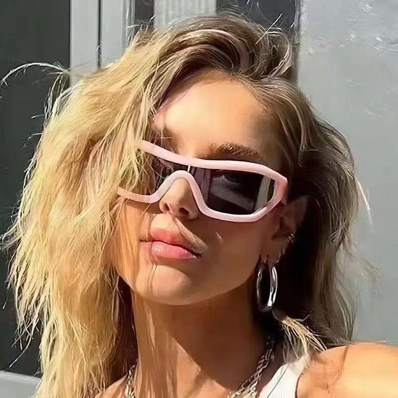 Óculos de Sol Cyberpunk Futuristas Rosa Jelly com Armação Grande para Homens e Mulheres para Uso Externo--***&&***&&