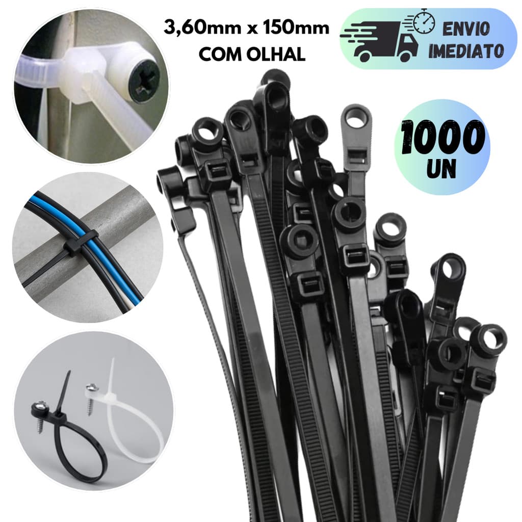 KIT 400 A 1000 ENFORCA GATO COM OLHAL ABRAÇADEIRA NYLON 3,60MM X150MM CINTA PLÁSTICA