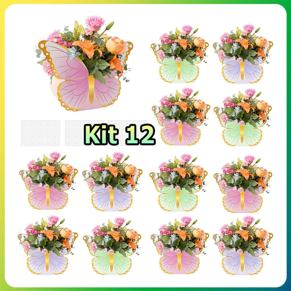 Kit 12 Arranjos de mesa com borboletas lembrancinhas aniversário casamento chá de jardim e decoração de mesa para festas