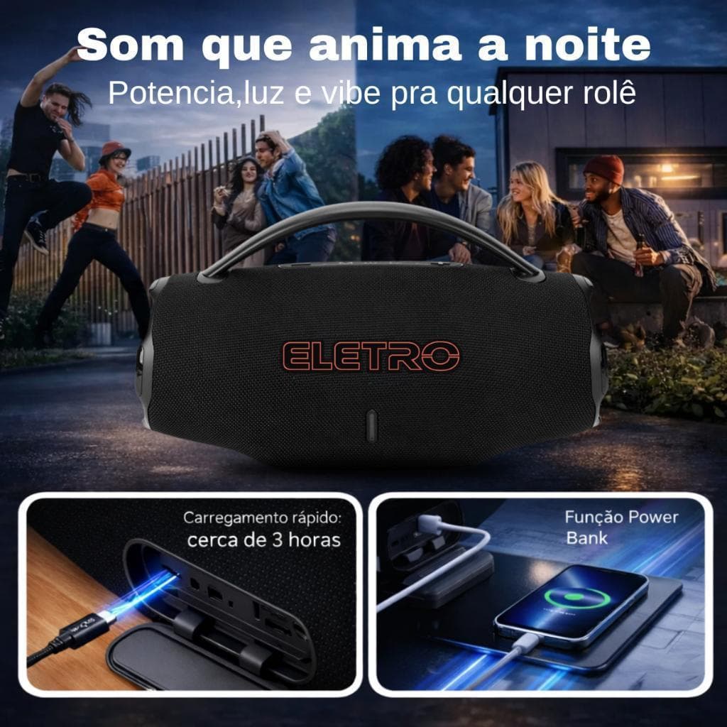 Caixa De Som Super Potente 500w Bluetooth Graves Bass  Potatil Bombox Grande Portatil
