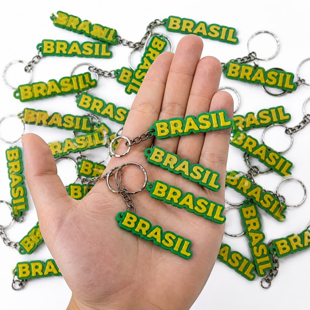 KIT Chaveiro Brasil Verde Amarelo Lembrancinha Copa Futebol Eventos Brindes Promoções Festas Mimos 5.15.30