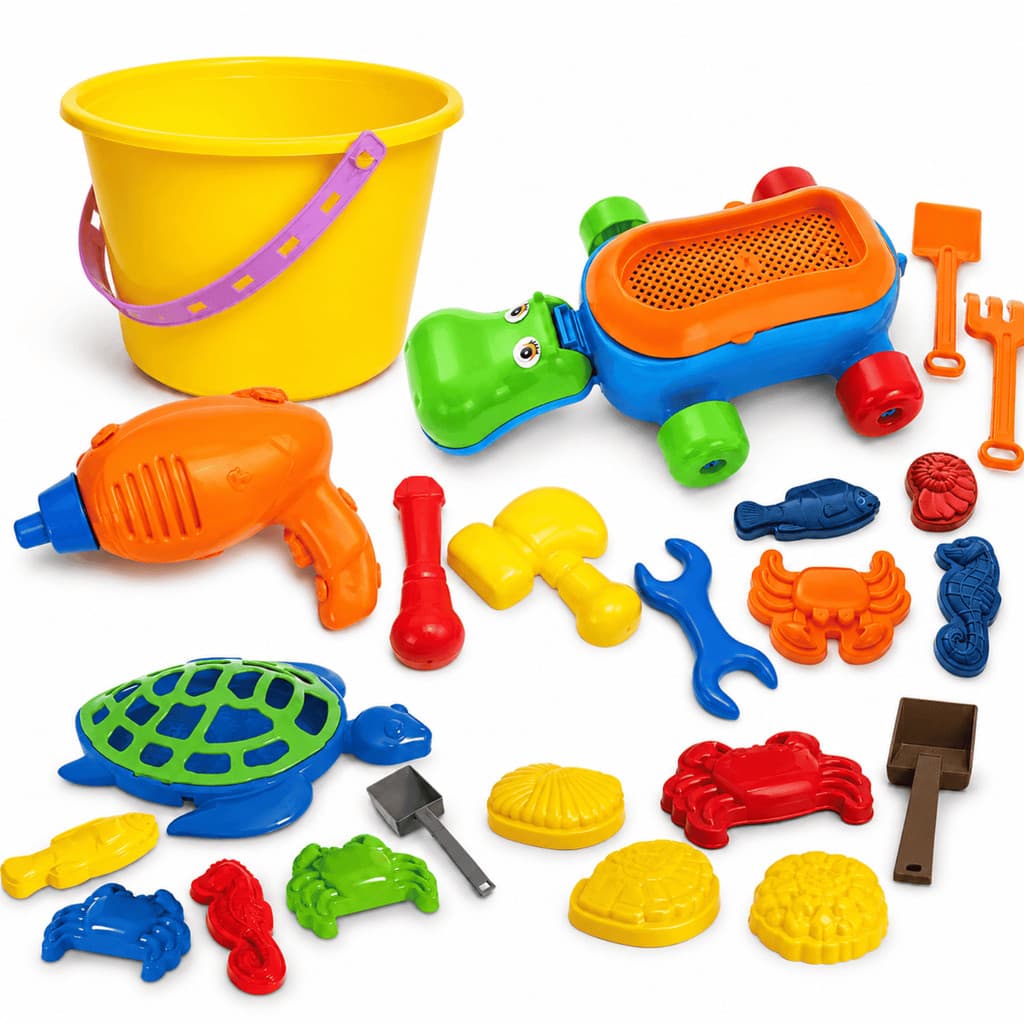 Kit Praia Infantil Completo Divplast Com 23 Peças Educativas Coloridas Recreativas Educativos