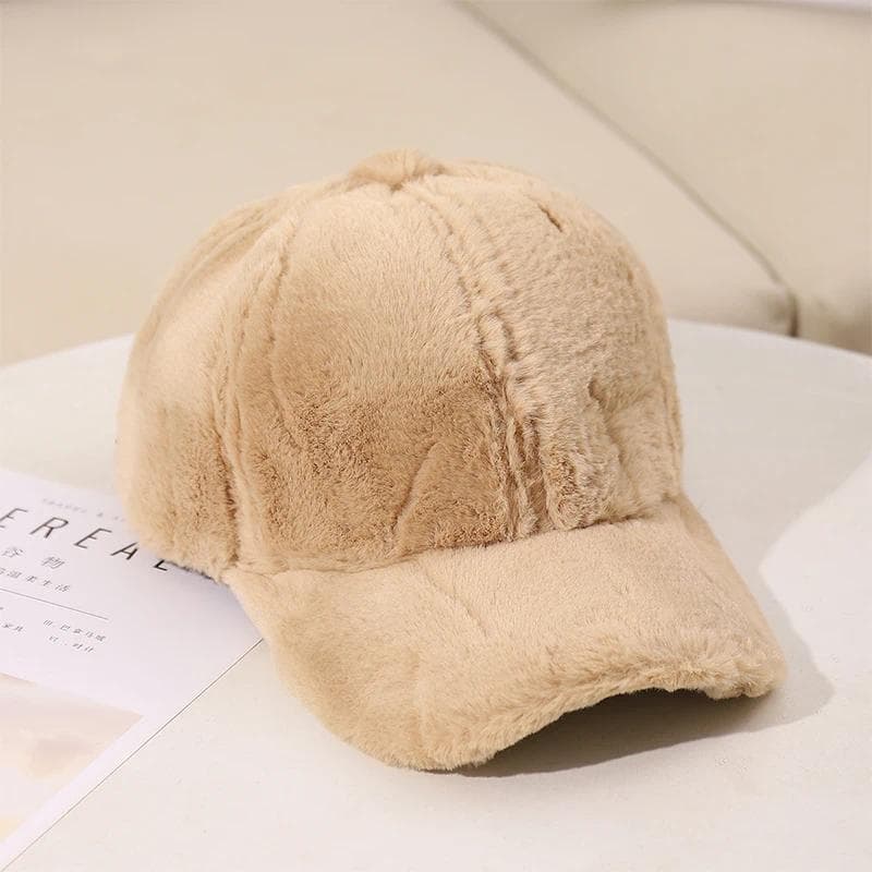 Boné De Beisebol Fofo Para Homens Mulheres Inverno Grosso Pelúcia Chapéu De Pico Pele Sintética Pato Língua Bonés Quente