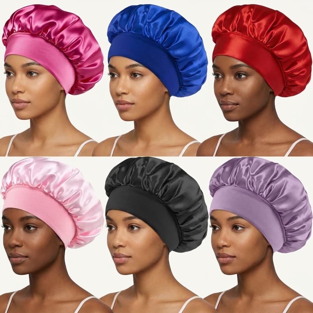 Kit 3 Toucas de Cetim Luxo Para Dormir Cuide do Seu Cabelo Anti Frizz Cachos Definidos Conforto Total