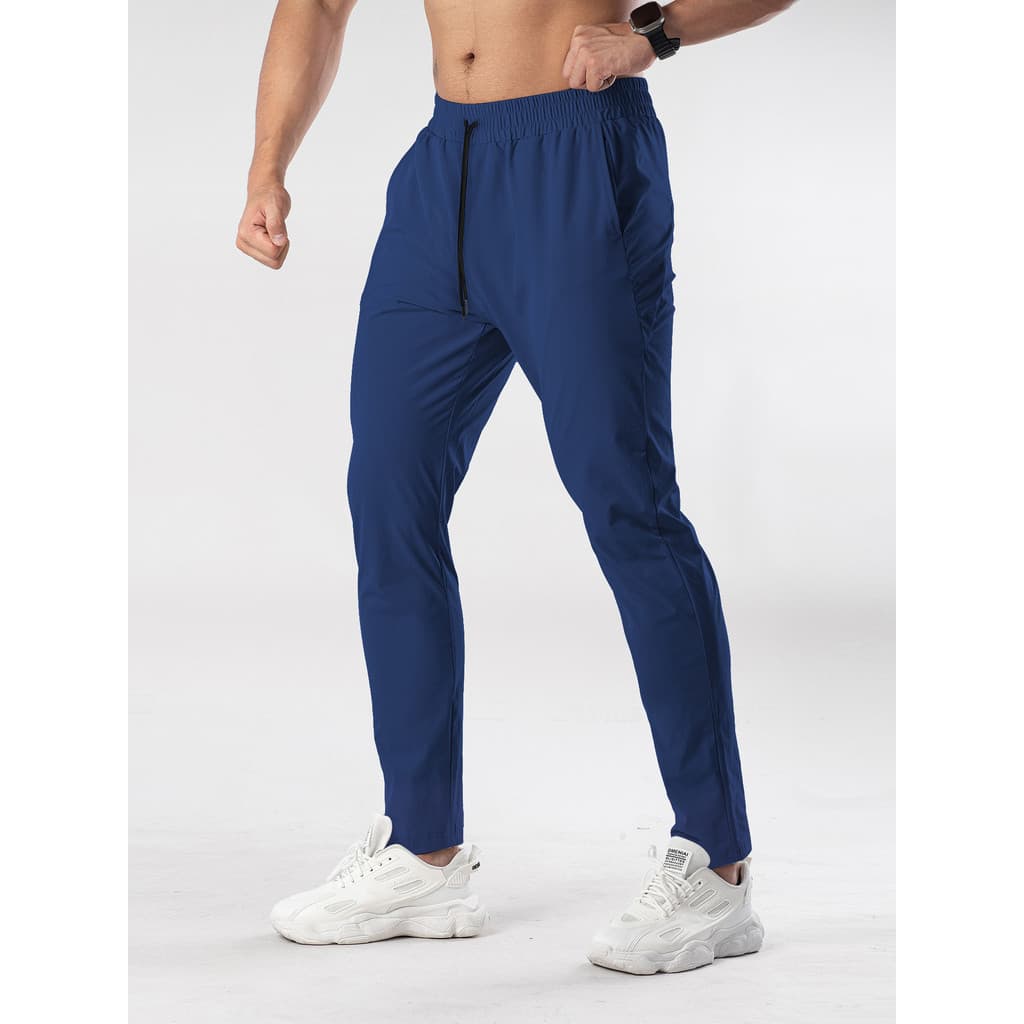 Novas calças esportivas masculinas de secagem rápida calças de moletom de seda gelo fino-ajuste em linha reta calças cas