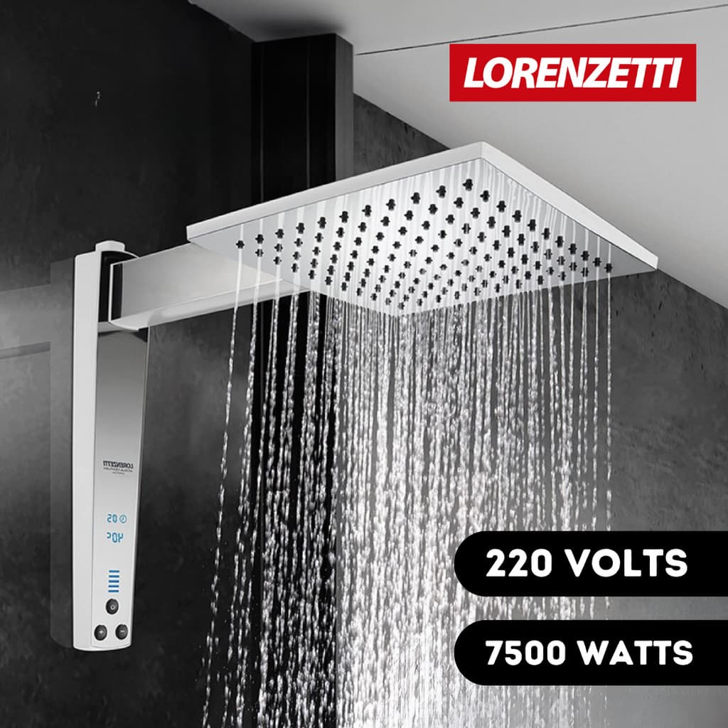 Chuveiro Ducha Acqua Century Digital Branco Cromado 220v 7500w Quadrado Lorenzetti Moderno Luxo