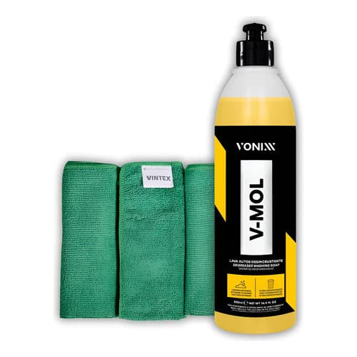 Desincrustante Lava Autos Vonixx V-mol 500ml + Kit 3 Panos