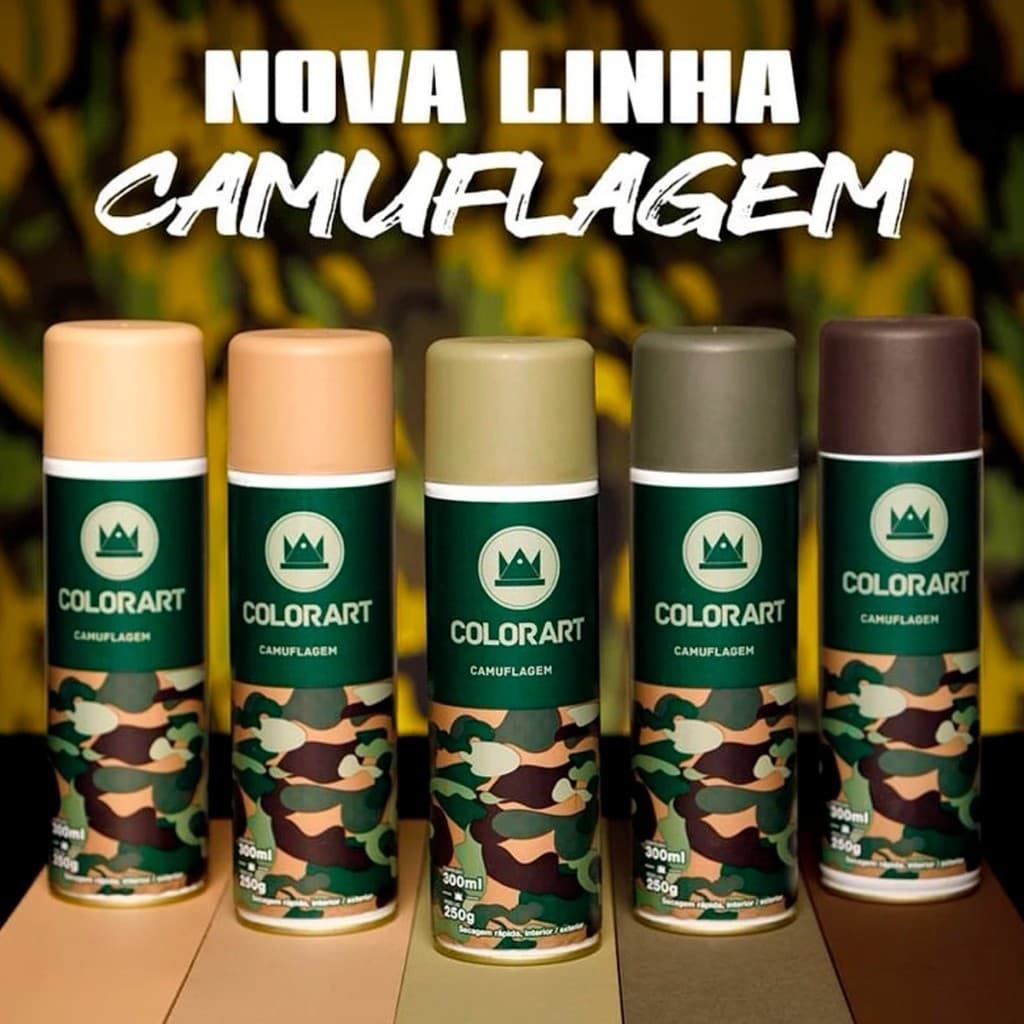 TOP Spray Tinta Camuflagem Militar Colorart 300ml Fosca