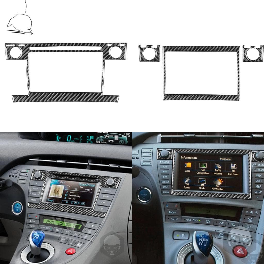 Fibra De Carbono Plug-in Híbrido CD Rádio Painel De Exibição Navegação Do Carro Adesivo Interior Para Toyota Prius XW30