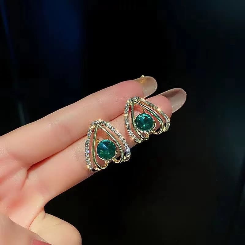 Camada Zircônia Verde Esmeralda 18K Brincos Em Forma  Jóias De Casamento Vintage