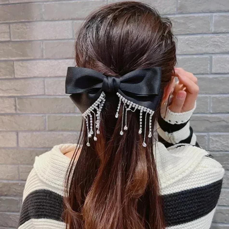 Novo Strass Arco Borla Hairpin Rabo De Cavalo Menina Acessórios Para O Cabelo Brilhante Presente Criativo Das Mulheres C