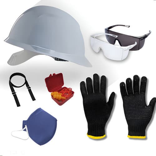 Kit Epi Obra - Capacete + Óculos + Protetor Auricular + Luva - Capacete Branco