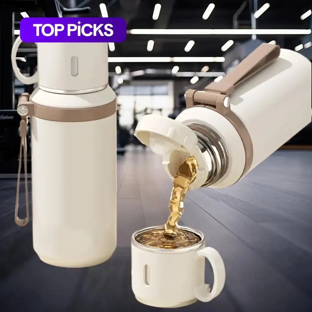 Garrafa Térmica de Aço Inoxidável de 29oz, Garrafa a Vácuo com Alça de Transporte, Caneca de Café de Dupla Função para B