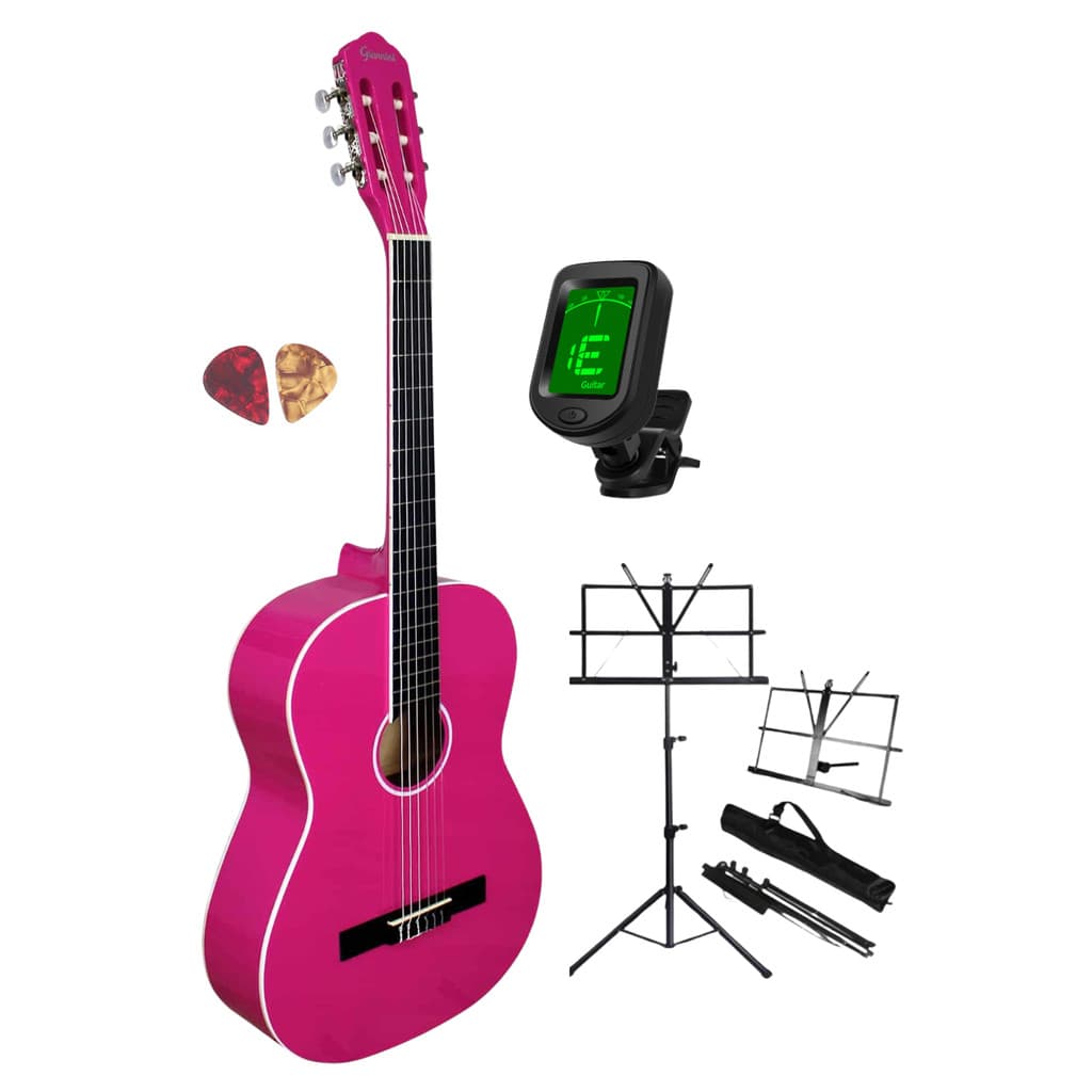 Violão Rosa Acústico Adulto Giannini N-14 Nylon + Acessórios