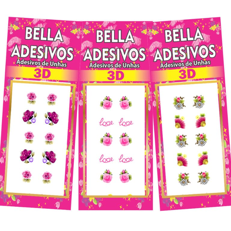 1000 adesivos de unha 3d atacado Revenda bella adesivos