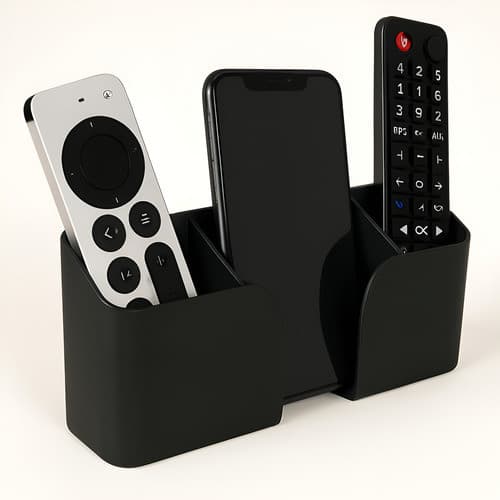 Suporte De Parede Porta 3 Controles Remoto Celular Ar E Tv Preto