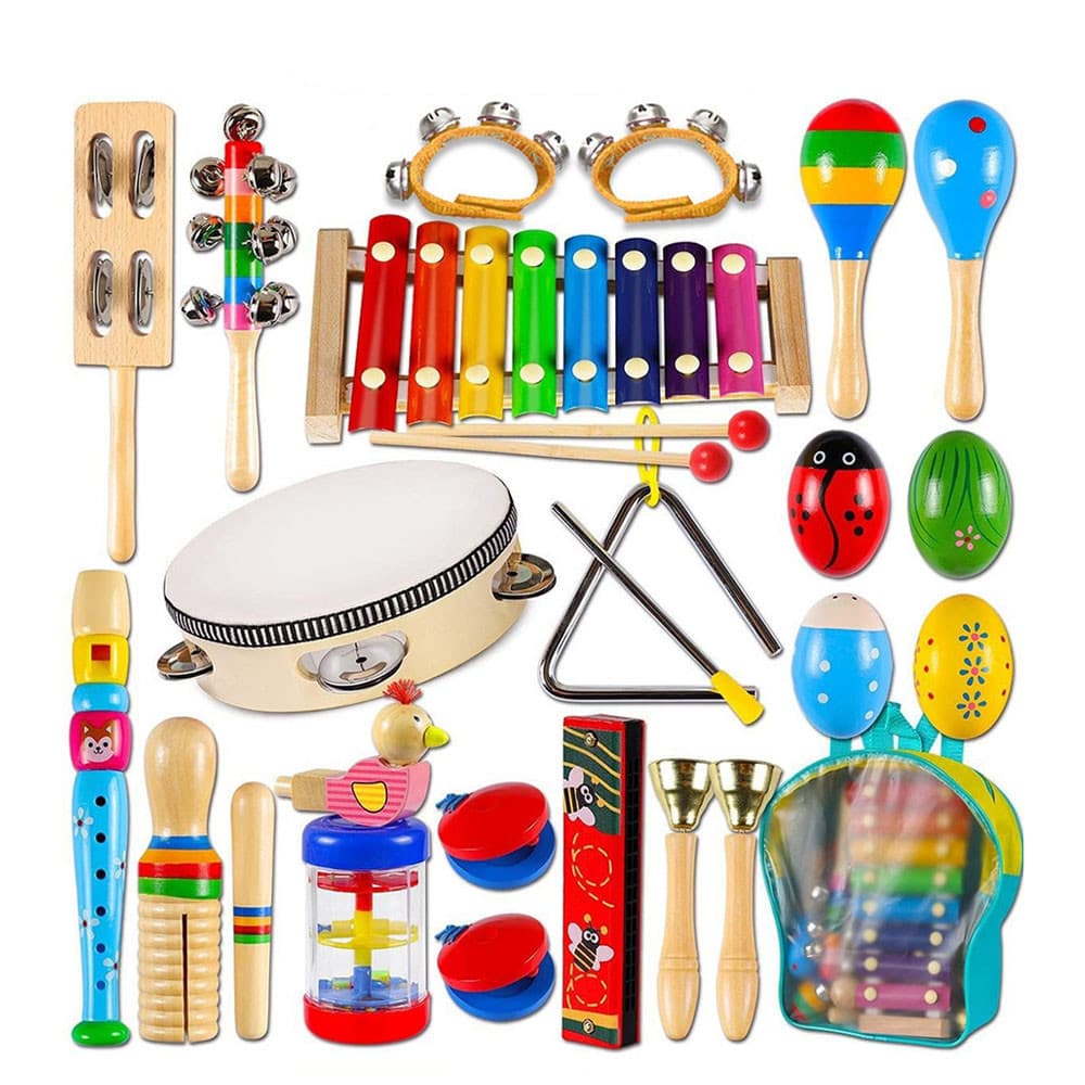 Conjunto De Instrumentos Musicais De Percussão Infantil 22 Peças, Brinquedos Educativos Musicais