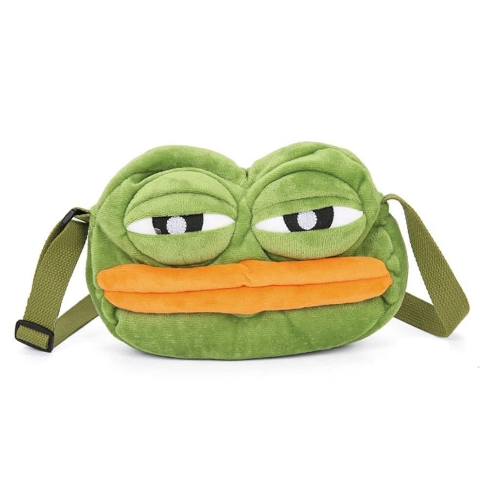 Sacola De Pelúcia Fofa De Desenho Animado Sapo Triste Boneca Bolsa De Compras De Grande Capacidade