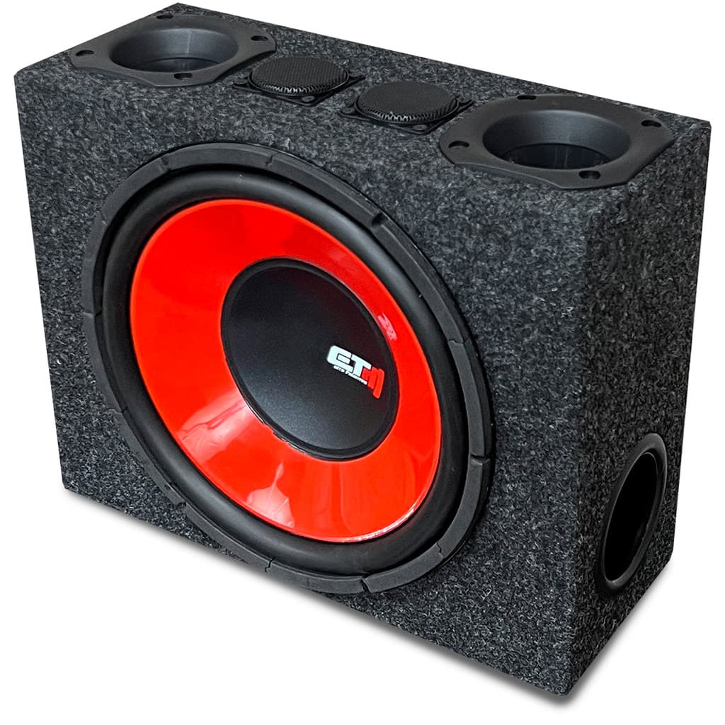 Caixa Trio Slim 12 Subwoofer ETM Tweeters e Drivers – Som Automotivo Pequena e Potente Porta Mala