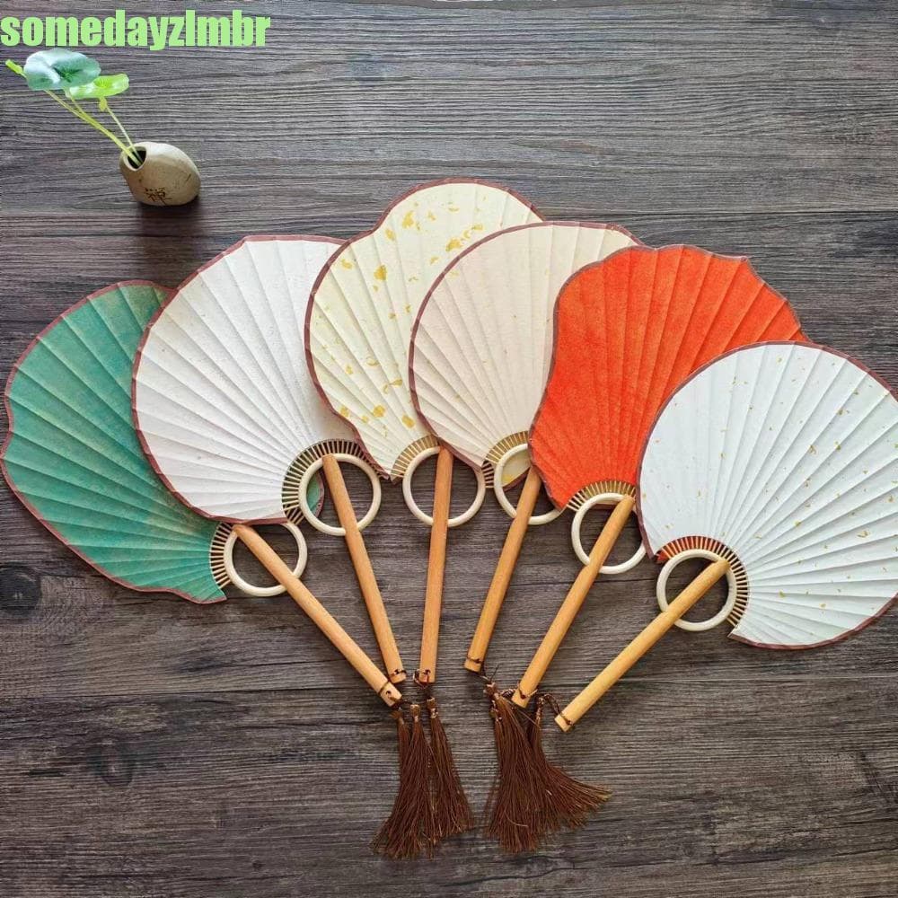 SOMEDAYZL0M Ventilador De Papel Xuan DIY , Clássico Vintage Estilo Chinês Pintado À Mão Feito