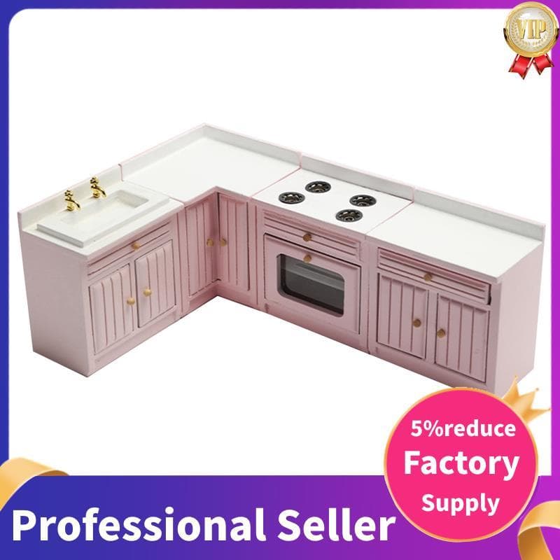 Conjunto De Armários De Cozinha Em Miniatura Para Casa De Boneca Escala 1/12 , Contadores De Pia De Móveis Decoração