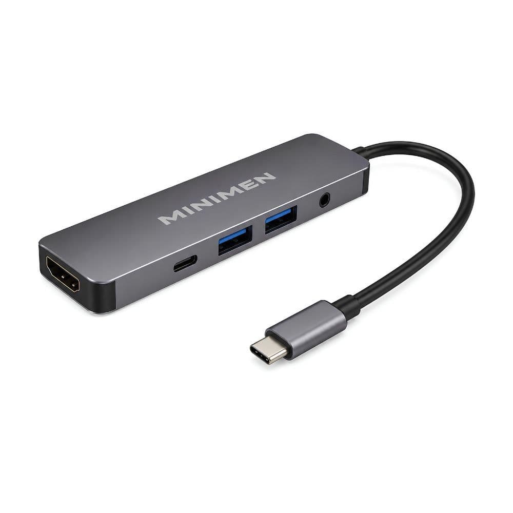 Hub Adaptador USB-C 5 em 1 HDMI 4K 2x USB  3.0 PD Audio P2