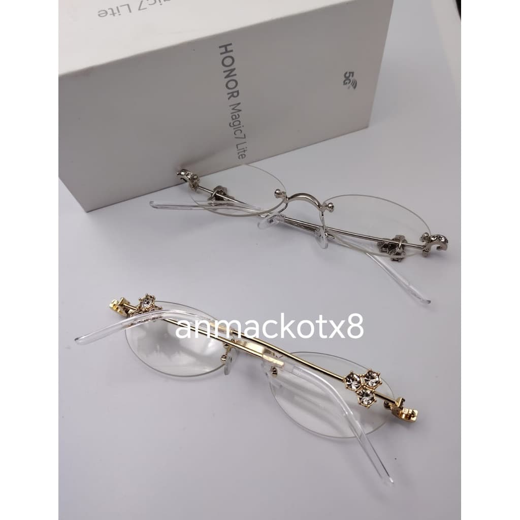 Armação de Oculos Feminina Redondo Sem ARo com Detalhe Lateral Tendencia Lançamento