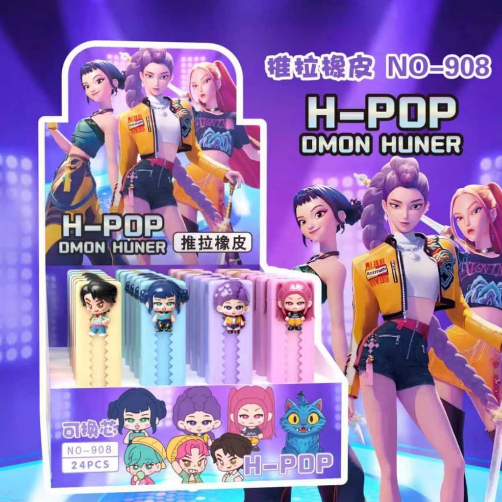 Cross-Border venda quente kpop caçadores de bruxa dos desenhos animados borracha deslizante estudante crianças papelaria