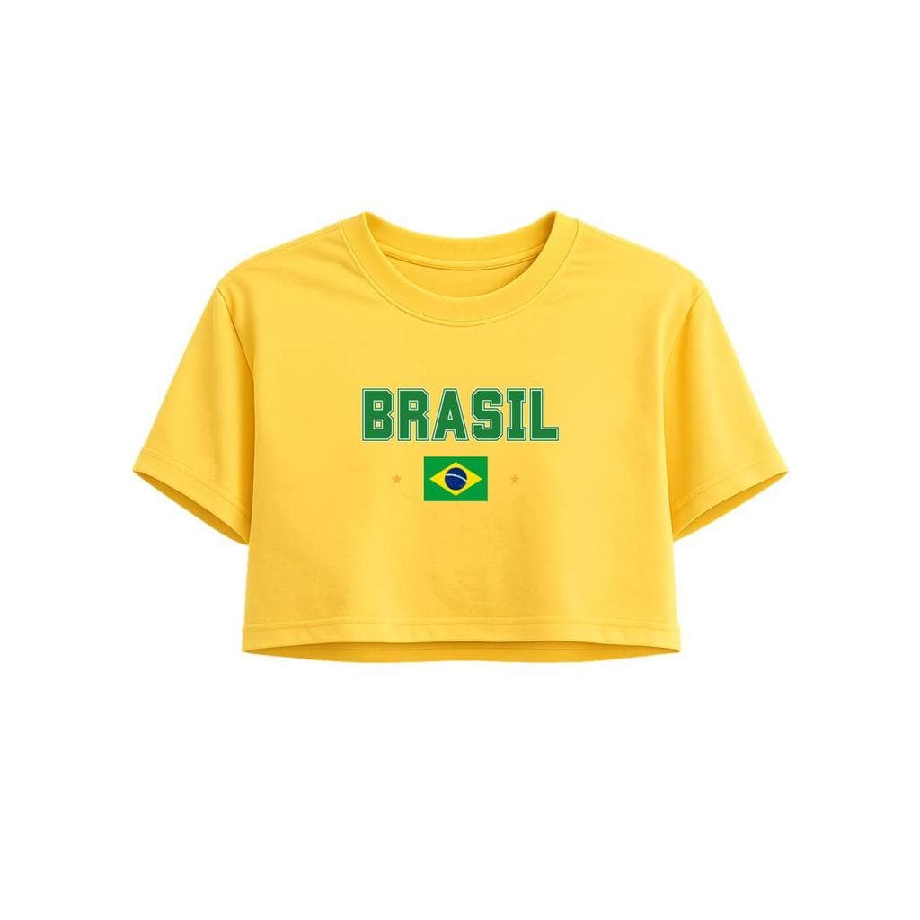 Cropped Feminino Brasil Copa do Mundo Estiloso Fifa Word Cup 2026 Copa Futebol Jogos Fut Blusinha Confortável