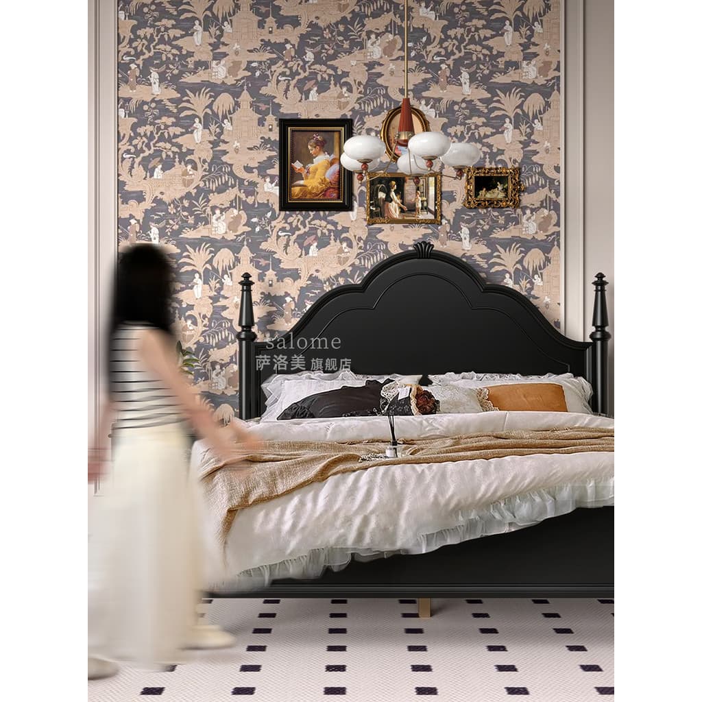 Francês Retro 1 metro 5 cama de madeira maciça cama mestre casa atmosfera High-End 2026 novo estilo estilo estilo americ