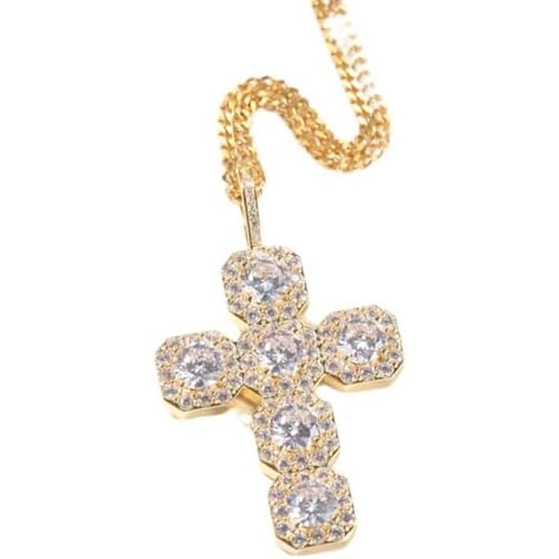 Amuleto Natural Zircão Cruz Talismã Encantos Presentes Masculinos Banhados A 18k