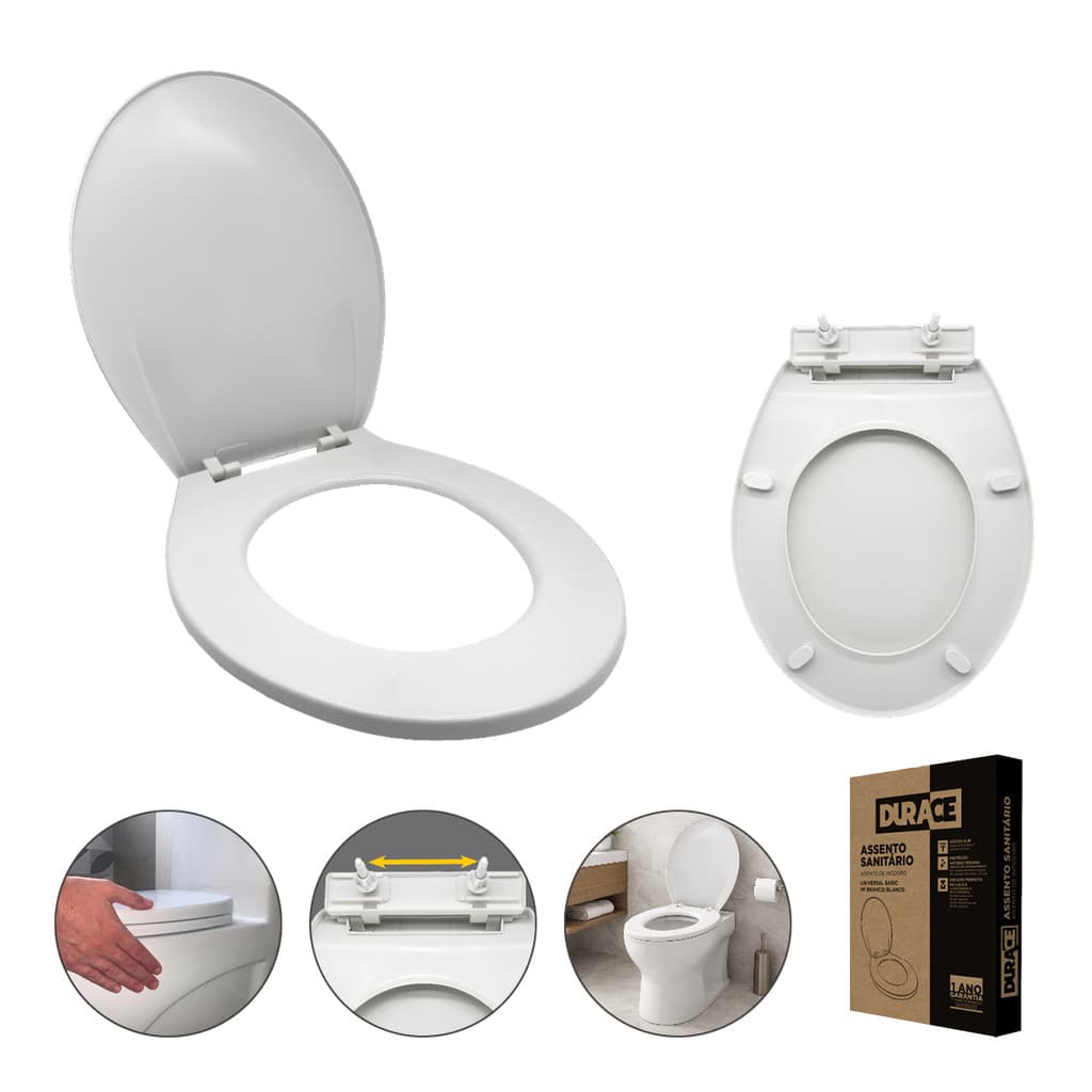Assento Sanitário PP UNIVERSAL BASIC BRANCO Smart DEPOT