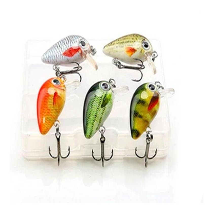 Kit 5 Mini Isca Artificial + Estojo Pesca, Tilapia , Traira