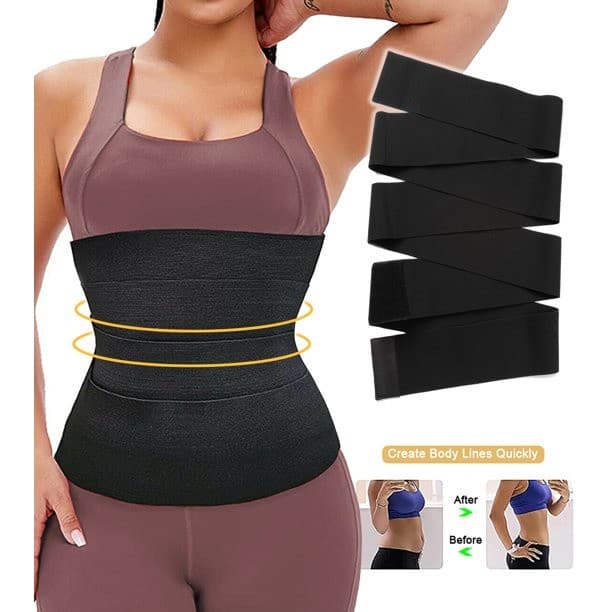 Cinta Modeladora Feminina Alta Compressão Abdominal 5m/3m Não Enrola Redutora De Medidas Pós Parto Ajustável