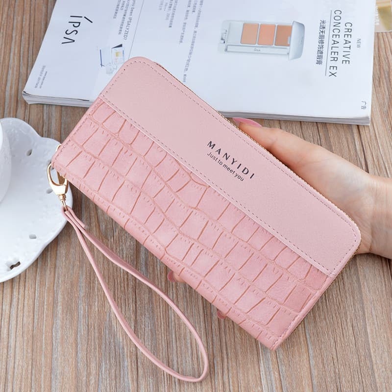 ManYiDi Carteira de Embreagem Feminina Carteira com Zíper Longo Moda Retro Grande Capacidade Bolsa para Celular Padrão d