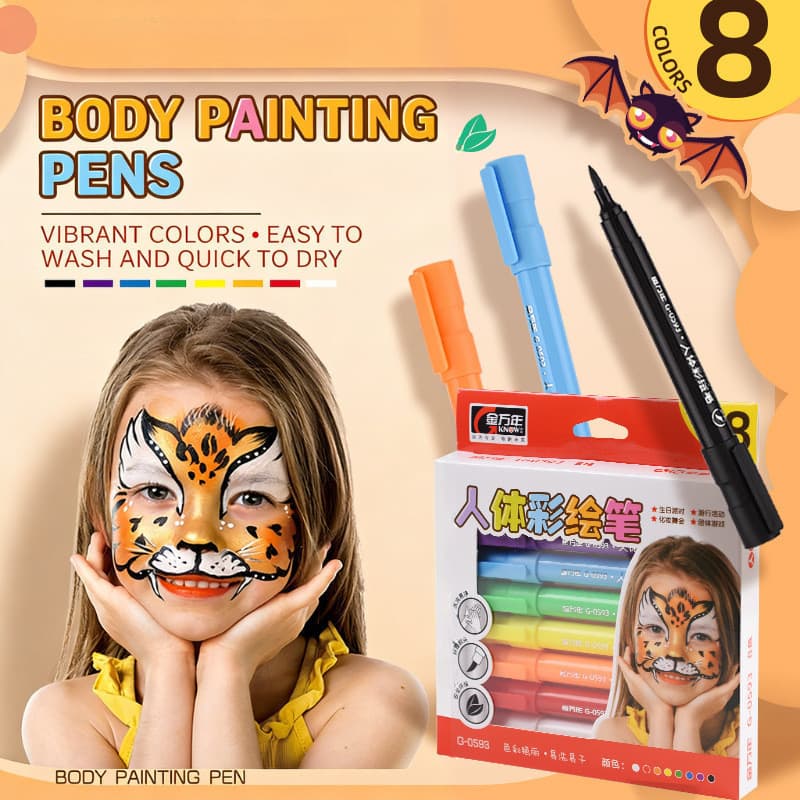 Caneta de pintura corporal Jin Wannian Conjunto de 8 cores para crianças Caneta grafite Facial lavável
