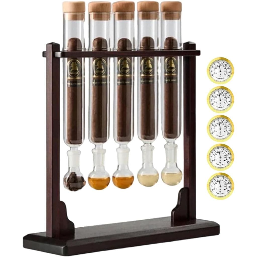 Umidificador FlavorInjector, Kit de Múltiplos Infusores com Tubos de Vidro, de Madeira, Higrômetro e Tampas Herm
