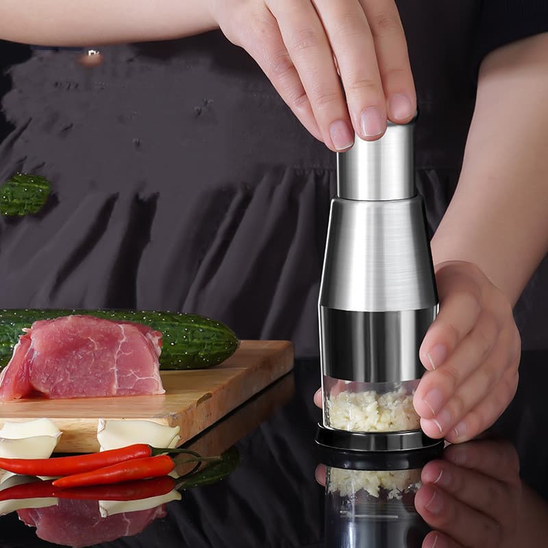 Cortador Manual de Alho Cebola Legumes Triturador Inox Prensa Cozinha