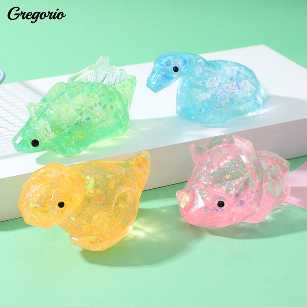 Stress Relief Squeeze Ball Dinosaur Toy Shape for – Glitter Soft Pinch Fidget Slow Rebound Squishy for Kids and Adults