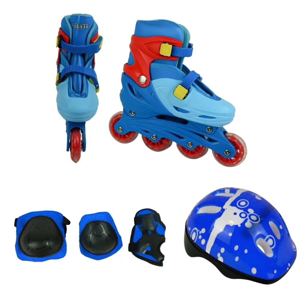 Patins Roller Infantil 32 Ao 35 Ajustável Kit De Proteção Completo Com Capacete Joelheira Cotoveleira Brinquedo - Elite