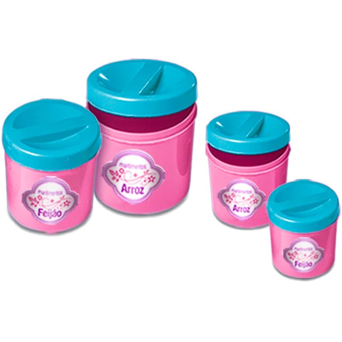 4 Potes De Mandimentos  De Brinquedos Tamanhos Variados-play Cooker Para Meninas
